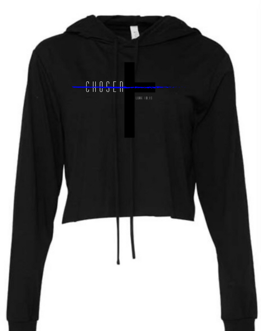 "Chosen" Cropped Hooded Long Sleeve T-SHIRT